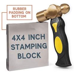 Metal Stamping Hammer and Steel Bench Block for Personalizing Jewelry, Wood, Leather & More