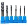 OSCARBIDE End Mills Set 4 Flutes for Steels,Square CNC Carbide Milling Cutter Dia（1 2 3 4 6 8mm) TiAN Coated Spiral Router Bits,6 Pieces