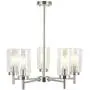 VINLUZ Contemporary 5 Light Large Chandeliers Modern Clear Glass Shades Pendant Lighting Brushed Polished Nickel Dining Room Lighting Fixtures Hanging Adjustable Wire Semi Flush Ceiling Lights
