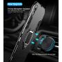 iPhone XR Case, Heavy Duty Shockproof Phone Cover with Magnetic Car Mount Metal Ring Kickstand for Apple iPhone XR 6.1inch - Black