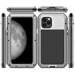 iPhone 11 Pro Max Case, CarterLily Full Body Shockproof Dustproof Waterproof Aluminum Alloy Metal Gorilla Glass Cover Case for Apple iPhone 11 Pro Max 6.5 inch (Silver)