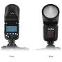 Godox V1C Camera Flash Speedlite Speedlight Round Head Compatible with Canon EOS Series 1500D 3000D 5D Mark LLL 5D Mark ll for Wedding Portrait Studio Photography + Godox AK-R1 Pocket Flash Light Acce