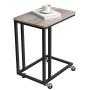 VASAGLE Industrial Side Table, End Table for Coffee Laptop Tablet, Mobile Table with Rolling Casters, Steel Frame, for Living Room, Bedroom, Light Ivory and Black ULNT050B02