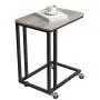 VASAGLE Industrial Side Table, End Table for Coffee Laptop Tablet, Mobile Table with Rolling Casters, Steel Frame, for Living Room, Bedroom, Light Ivory and Black ULNT050B02