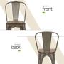 Metal Dining Chairs with Wood Seat, Tolix Style Indoor-Outdoor Stackable Industrial Chair with Back Set of 4 for Kitchen, Dining Room, Bistro and Cafe (Gun)