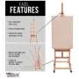 U.S. Art Supply Medium Wooden H-Frame Studio Easel with Artist Storage Tray and Wheels - Mast Adjustable to 96'' High, Holds Canvas to 48'' - Sturdy Beechwood Holder Floor Stand - Display Paintings U.S. Art Supply Medium Wooden H-Frame Studio Easel with Artist Storage Tray and Wheels - Mast Adjustable to 96'' High, Holds Canvas to 48'' - Sturdy Beechwood Holder Floor Stand - Display Paintings