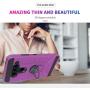 YmhxcY Phone Case Compatible with LG V40/V40 ThinQ Case with HD Screen Protector,360 Degree Rotating Ring Kickstand Holder Dual Layers of Shockproof Phone Case for LG V40-ZS Purple