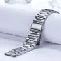 Shangpule Compatible with Fitbit Sense/Fitbit Versa 3 Bands, Stainless Steel Metal Replacement Strap Wrist Band Compatible with Fitbit Sense/Versa 3 Large Small Women Men (Silver)