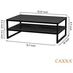 CAXXA 2-Tier Metal Laptop PC Monitor Stand Riser MAX 50 LBS Loading for Monitor, Printer,Black