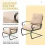 Oakmont Outdoor Bistro Set 3-Piece Spring Metal Lounge Cushioned Chairs and Bistro Table Set Wrought Iron Cafe Furniture Seat, Brown