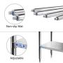 Stainless Steel Table for Prep & Work 24 x 48 Inches, NSF Commercial Heavy Duty Table with Undershelf and Backsplash for Restaurant, Home and Hotel