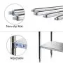 Stainless Steel Table for Prep & Work 24 x 48 Inches, NSF Commercial Heavy Duty Table with Undershelf and Backsplash for Restaurant, Home and Hotel Stainless Steel Table for Prep & Work 24 x 48 Inches, NSF Commercial Heavy Duty Table with Undershelf and Backsplash for Restaurant, Home and Hotel