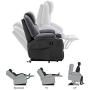 Mcombo Electric Power Lift Recliner Chair Sofa with Massage and Heat for Elderly, 3 Positions, 2 Side Pockets and Cup Holders, USB Ports, Faux Leather 7040 (Medium, Black)