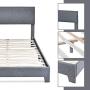 Allewie King Size Upholstered Platform Bed Frame with Headboard, Fabric Upholstered Mattress Foundation, Strong Wood Slat Support and Metal Legs, Box Spring Optional, Easy Assembly, Light Grey