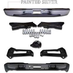 Make Auto Parts Manufacturing Rear Painted Silver Step Bumper Assembly Fleetside With Brackets Light Kit Bolts Bar For Chevrolet Silverado 1999-2006 / GMC Sierra 1500 1999-2006 - Partslink GM1103124