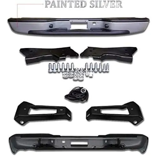 Make Auto Parts Manufacturing Rear Painted Silver Step Bumper Assembly Fleetside With Brackets Light Kit Bolts Bar For Chevrolet Silverado 1999-2006 / GMC Sierra 1500 1999-2006 - Partslink GM1103124 Make Auto Parts Manufacturing Rear Painted Silver Step Bumper Assembly Fleetside With Brackets Light Kit Bolts Bar For Chevrolet Silverado 1999-2006 / GMC Sierra 1500 1999-2006 - Partslink GM1103124