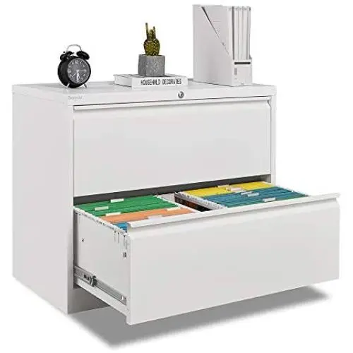 Bonnlo Lateral File Cabinet Lockable with 2 Drawers, White Bonnlo Lateral File Cabinet Lockable with 2 Drawers, White