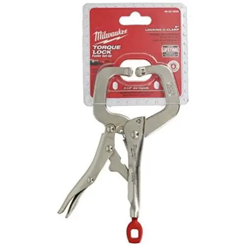 Milwaukee 48-22-3532 Torque Lock 6” Locking Spring Loaded Metal C-Clamp w/ Regular Jaws