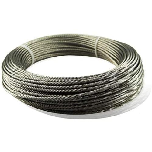 Muzata Stainless Aircraft Steel Wire Rope Cable for Railing,Decking, DIY Balustrade, 1/8Inch,7x7,165Feet WR01,Series WP1