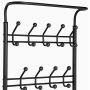 Yaheetech Hall Tree Metal Entryway 18 Hooks Coat Rack with 3-Tier Shoe Rack Bench Hat Umbrella Stand Hallway Organiser,Entryway Bench with Coat Rack Black