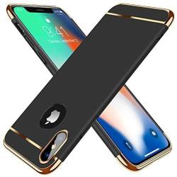 TORRAS Lock Series for iPhone X Case/for iPhone Xs Case 3-in-1 Luxury Anti-Scratch Hard Cover with Electroplated Frame Phone for iPhone Xs/X, Black