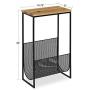 Kate and Laurel Galen Accent Side Table and Magazine Rack with Natural Wood Top and Black Metal Base