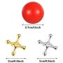 6 Sets Retro Jacks Ball Game Metal Jacks Set, Include 60 Pieces Gold and Silver Jacks and 6 Pieces Red Rubber Balls for Kids Adults Party Favor Game Prize