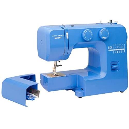 Janome Blue Couture Easy-to-Use Sewing Machine with Interior Metal Frame, Bobbin Diagram, Tutorial Videos, Made with Beginners in Mind!