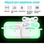 Compatible with AirPods Pro Case Cover Silicone Protective Case Skin for Airpods Pro 2019 (Front LED Visible) Clear Nightglow Green