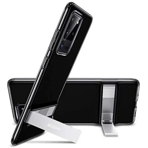 ESR Metal Kickstand Case Compatible with Samsung Galaxy S20 Ultra (6.9-Inch) [Vertical and Horizontal Stand] [Reinforced Drop Protection] [Flexible TPU Case] – Clear
