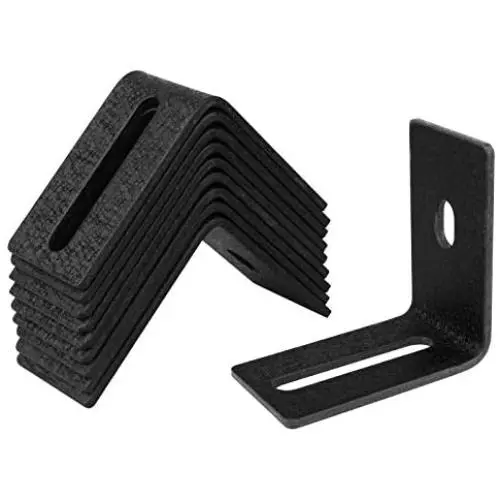 OTTFF 10 Pcs 2¾x2¾x1½ in Slotted Hole Corner Braces, DIY Adjustable L Bracket, Heavy Duty Steel Brackets, Black Powder Coated 90°Arc Angle Support Metal Holder Joint Fastener