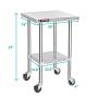 DuraSteel Stainless Steel Work Table 30'' x 18'' x 34'' Height w/ 4 Caster Wheels - Food Prep Commercial Grade Worktable - NSF Certified - Good For Restaurant, Business, Warehouse, Home, Kitchen, Garage