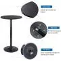 Furmax Bistro Pub Table Round Bar Height Cocktail Table Metal Base MDF Top Obsidian Table with Black Leg 23.8-Inch Top, 39.5-Inch Height (Black)