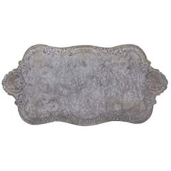 Creative Co-op Decorative Tin Metal Tray with Distressed Finish, 17.75'' L x 10.5'' W x 1.5'' H, Grey