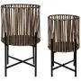 Kate and Laurel Paytner 2-Piece Floor Planter Set with PVC Wicker and Metal Stands