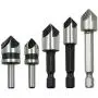 Driak 5pc 5 Flutes HSS Industrial Countersink Drill Bit Set Quick Change Bit 1/4 in Hex Shank Chamfer Chamfering Cutter tool Center Punch Tool Sets for Wood Metal Working Driak 5pc 5 Flutes HSS Industrial Countersink Drill Bit Set Quick Change Bit 1/4 in Hex Shank Chamfer Chamfering Cutter tool Center Punch Tool Sets for Wood Metal Working