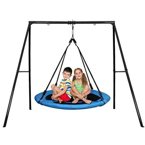 Trekassy 440lbs 40 Inch Saucer Tree Swing Set with Heavy Duty A-Frame Metal Swing Stand Trekassy 440lbs 40 Inch Saucer Tree Swing Set with Heavy Duty A-Frame Metal Swing Stand