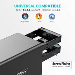 ORICO 4 Bay USB 3.0 to SATA External Hard Drive RAID Enclosure Support 64TB, 2.5/3.5 inch HDD SSD Enclosure Built-in 150W Power/Dual Chip for Enterprise Data Storage Backup (Support RAID)