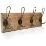Wall Mounted Coat Rack - Rustic Wooden 4 Hook Coat Hanger Rail, Distressed Wood, Antique Brass Hooks Wall Mounted Coat Rack - Rustic Wooden 4 Hook Coat Hanger Rail, Distressed Wood, Antique Brass Hooks