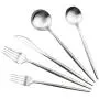 Gugrida Luxury Flatware, Royal 5 Piece Matte White Handle 18/10 Stainless Steel Tableware Sets for 1 Including Forks Spoons Knives, Camping Silverware Travel Utensils Set Cutlery (Full Silver) Gugrida Luxury Flatware, Royal 5 Piece Matte White Handle 18/10 Stainless Steel Tableware Sets for 1 Including Forks Spoons Knives, Camping Silverware Travel Utensils Set Cutlery (Full Silver)