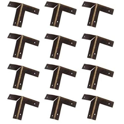 LENG Metal Craft Bronze Furniture Part Furniture Jewelry Box Wooden Case Triangle Corner Bracket Corner Protector Corner Foot Hardware(Bronze)