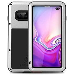 Galaxy S10 Plus Case,Bpowe Armor Tank Aluminum Metal Gorilla Glass Shockproof Military Heavy Duty Sturdy Protector Cover Hard Case for Samsung Galaxy S10 Plus (Silver)