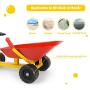 Costzon 8'' Kids Ride-on Sand Dumper, Children Outdoor Sandbox Toy Wheelbarrow Sit On, Heavy Duty Steel Digging Scooper Excavator Crane with 4 Wheels, Metal Garden Play Tools for Boys & Girls (Red)