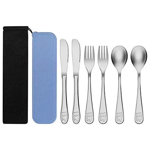 Kirecoo 6 Piece Stainless Steel Kids Silverware Set, Flatware Cutlery Set with Storage Case & Pouch for Toddler Preschooler Chlid - 2 Spoons 2 Forks 2 Knives, Dishwasher Safe Metal Toddler Utensils Kirecoo 6 Piece Stainless Steel Kids Silverware Set, Flatware Cutlery Set with Storage Case & Pouch for Toddler Preschooler Chlid - 2 Spoons 2 Forks 2 Knives, Dishwasher Safe Metal Toddler Utensils