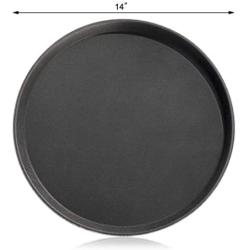 New Star Foodservice 25033 Restaurant Grade Non-Slip Tray, Plastic, Rubber Lined, Round, 14'' Inch, Black