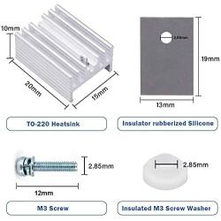 Easycargo 12 Packs TO-220 Heatsink + Insulator/Mounting Kits for LM317 LM317t L7805 L7812 L78XX Voltage Regulator, IRF Z44N 3205 520N 630 1404 MOSFET Transistor (20mm x 15mm x 10mm) (Silver 12 Pack)