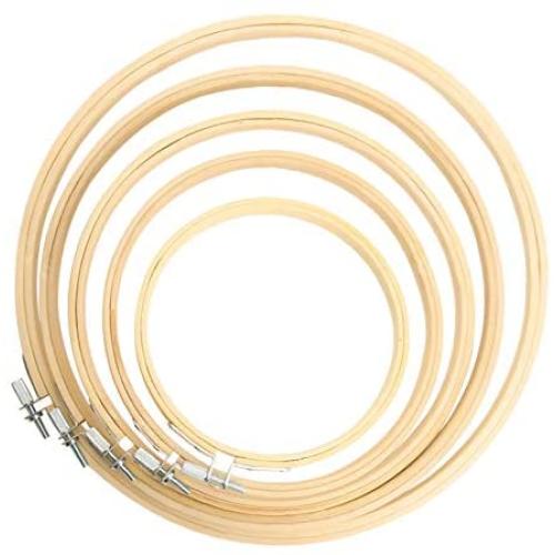 Similane 5 Pieces Embroidery Hoops Bamboo Circle Cross Stitch Hoop Ring 5 inch to 10 inch for Embroidery and Cross Stitch
