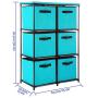 Function Home 6 Drawer Storage Organizer, Fabric Chest Cabinet, 3 Tier Metal Shelves with 6 Non-Woven Collapsible Bins, Organizer Tower Unit for Storing Clothing Documents Books Towels in Turquoise