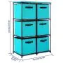 Function Home 6 Drawer Storage Organizer, Fabric Chest Cabinet, 3 Tier Metal Shelves with 6 Non-Woven Collapsible Bins, Organizer Tower Unit for Storing Clothing Documents Books Towels in Turquoise