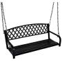 Grepatio All Weather Outdoor Porch Swing, Modern Hanging Patio Swing Bench for Home Garden, Classic Black (Fashion Diamond)